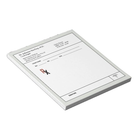 Doktersrecept Notitieblok – Bewerkbaar DoktersRX (Schuin)