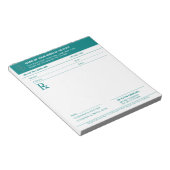 Doktersrecept Turquoise Medisch RX Blok Notitieblok (Schuin)