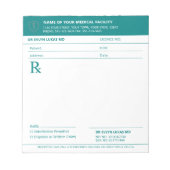 Doktersrecept Turquoise Medisch RX Blok Notitieblok (Voorkant)