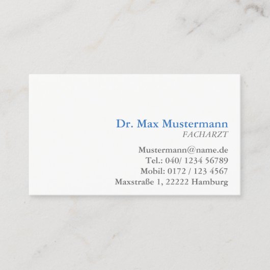 Doktor Visitenkarte Visitekaartje (Voorkant)