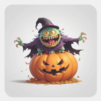 Dol Halloween-monster Vierkante Sticker