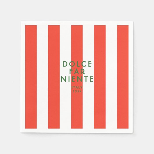 Dolce Far Niente Italië Red Cabana Stripe Servet (Voorkant)
