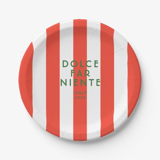 Dolce Far Niente Italië Red Cabana Stripes Party Papieren Bordje (Voorkant)