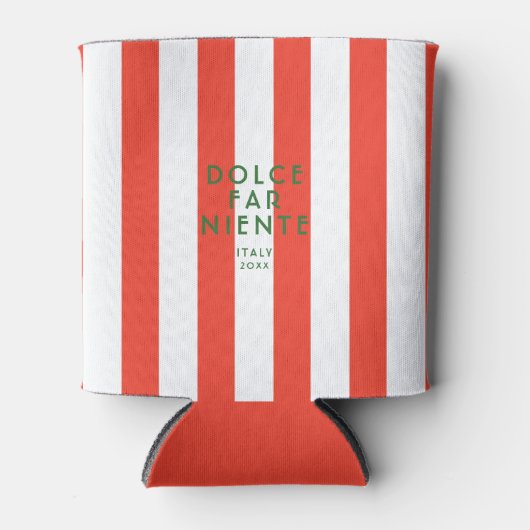 Dolce Far Niente Italië Reizen Red Cabana Stripes Blikjeskoeler (Voorkant)