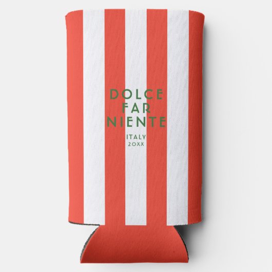 Dolce Far Niente Italië Reizen Red Cabana Stripes Seltzer Blikjeskoeler (Achterkant)
