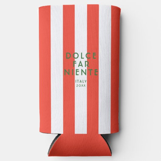 Dolce Far Niente Italië Reizen Red Cabana Stripes Seltzer Blikjeskoeler (Voorkant)