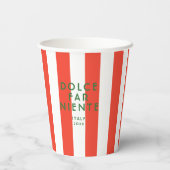 Dolce Far Niente Italië rode Cabana strepen Papieren Bekers (Achterkant)