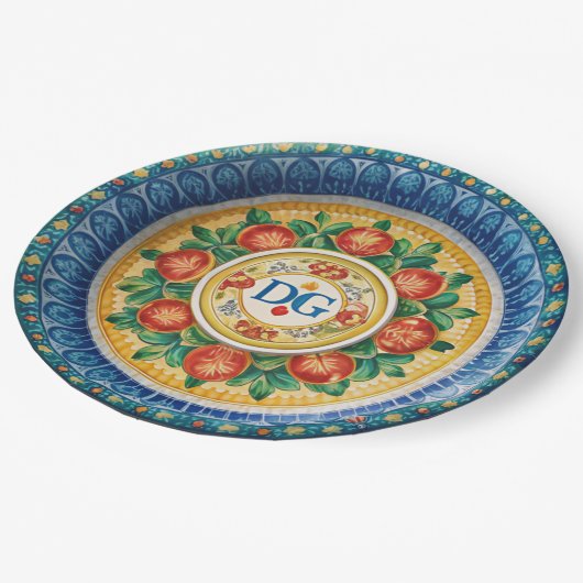 Dolce & Gabbana Carretto Siciliano Papier Borden Papieren Bordje (Gekanteld)