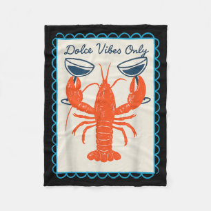 Dolce Vibes Alleen Kreeft Wijn Retro Pret Summer Fleece Deken
