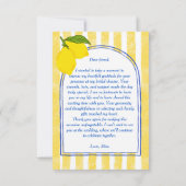 Dolce vita gele citroenen Italiaanse bruidsmeisjes Bedankkaart (Achterkant)