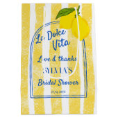 Dolce vita gele strepen bruidsdouche favor medium cadeauzakje (Achterkant)