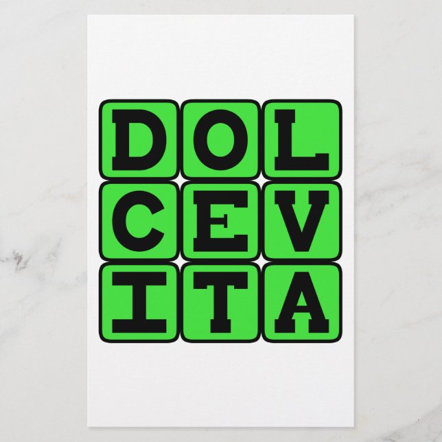 Dolce Vita, Goed Leven Latijnse Uitdrukking (Voorkant)