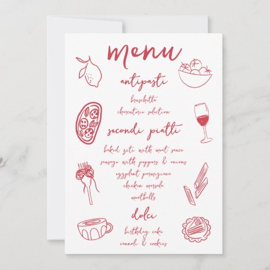 Dolce Vita Handgeschreven Italiaans Diner Menu Kaa Kaart (Voorkant)