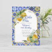 Dolce Vita Italiaans Blauw Goud Tegels Citroenen V Kaart (Staand voorkant)