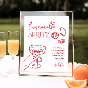 Dolce Vita Italiaans Limoncello Spritz Drink Teken Poster