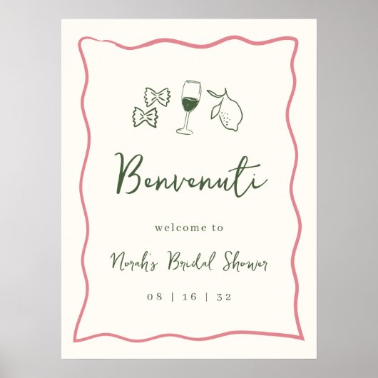 Dolce Vita Italiaans Vrijgezellenfeest Welkomstbor Poster (Voorkant)