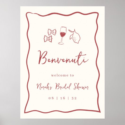 Dolce Vita Italiaans Vrijgezellenfeest Welkomstbor Poster (Voorkant)