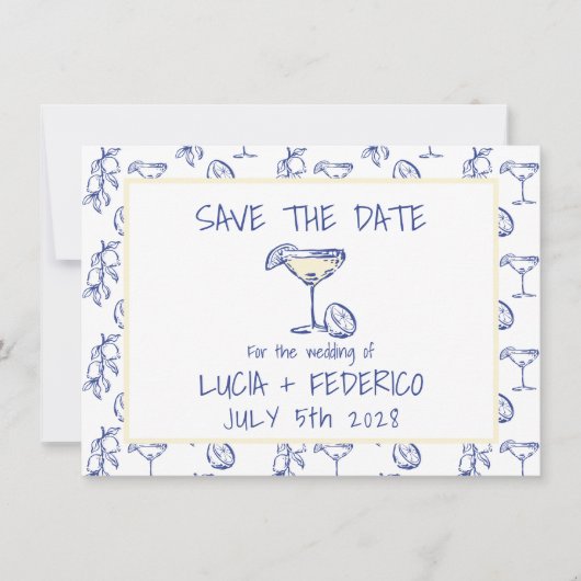 Dolce Vita Limoncello Butter Geel Bewaar de datum Save The Date (Voorkant)