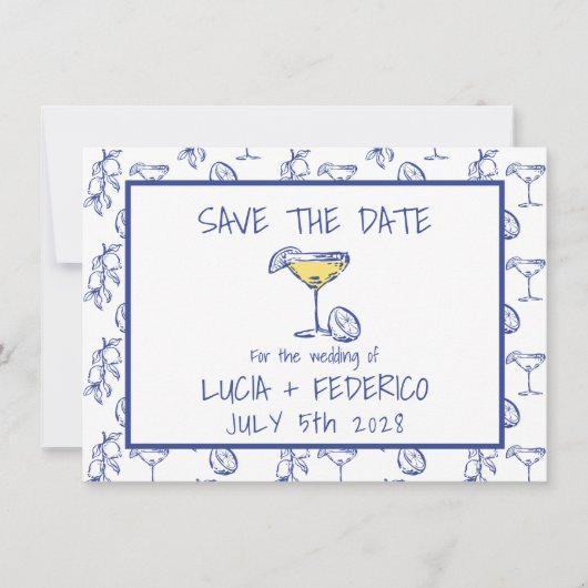 Dolce Vita Limoncello drink bruiloft Save the Date (Voorkant)
