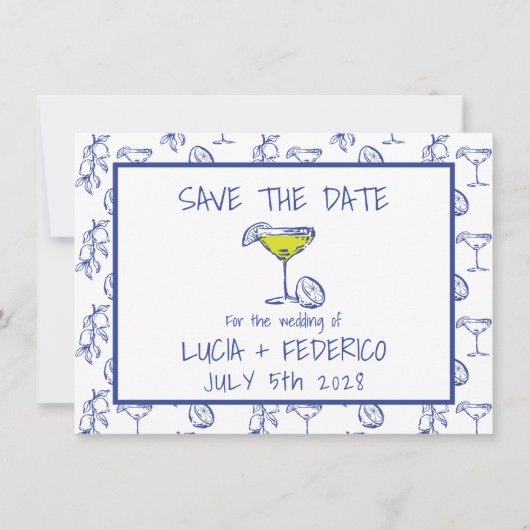 Dolce Vita Limoncello drink bruiloft Save the Date (Voorkant)