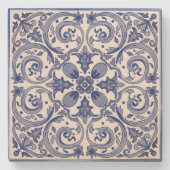 Dolce Vita Meditarrean Blauw Italiaans Tegels Stenen Onderzetter (Voorkant)