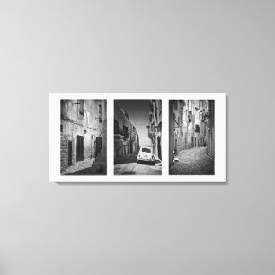 Dolce vita straten in zwart en wit canvas afdruk