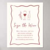 Dolce Vita Vrijgezellenfeest "Teken de wijn" Teken Poster (Voorkant)