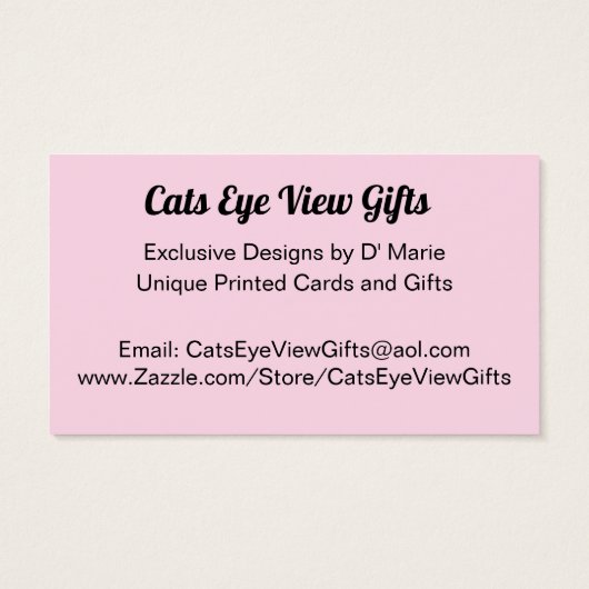 Dolce's Wagon - Visitekaartje - Kattenontwerp (Achterkant)