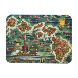 Dole 1950 Kaart van Hawaï Joseph Feher Olieverf Magneet