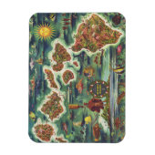 Dole 1950 Kaart van Hawaï Joseph Feher Olieverf Magneet (Verticaal)