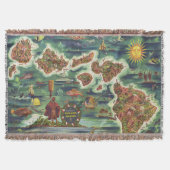 Dole 1950 Map of Hawaii Joseph Feher Oil Paint Deken (Voorkant)