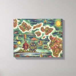 Dole Kaart van Hawaï 1950 · Joseph Feher olieverf Canvas Afdruk