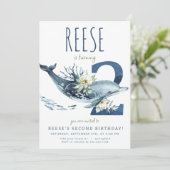 Dolfijn 2e verjaardag uitnodiging (Staand voorkant)