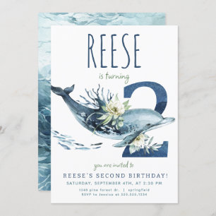 Dolfijn 2e verjaardag uitnodiging