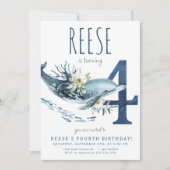 Dolfijn 4e verjaardag uitnodiging (Voorkant)