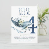 Dolfijn 4e verjaardag uitnodiging (Staand voorkant)