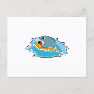 Dolfijn aan het surfen met surfplank briefkaart