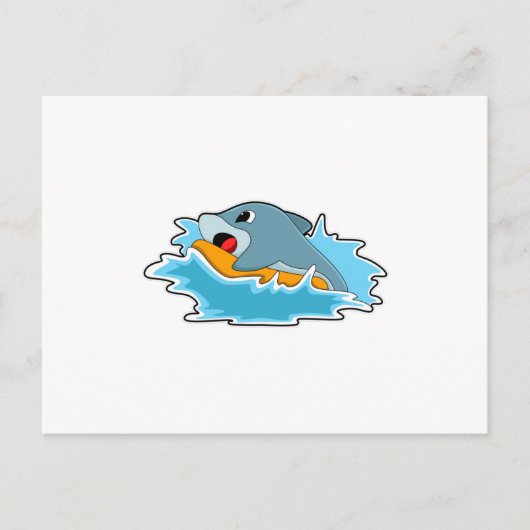 Dolfijn aan het surfen met surfplank briefkaart (Voorkant)