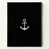 Dolfijn, aangepast anker en script op zwart notitieboek (Achterkant)