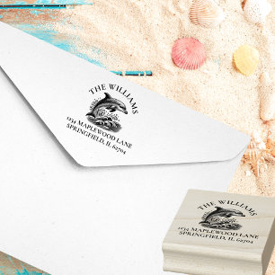 Dolfijn Aangepast Familie Retouradres Rubberstempel