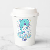Dolfijn Aangepaste Bubbel Spat Cute Oceaan Dier Papieren Bekers (Voorkant)