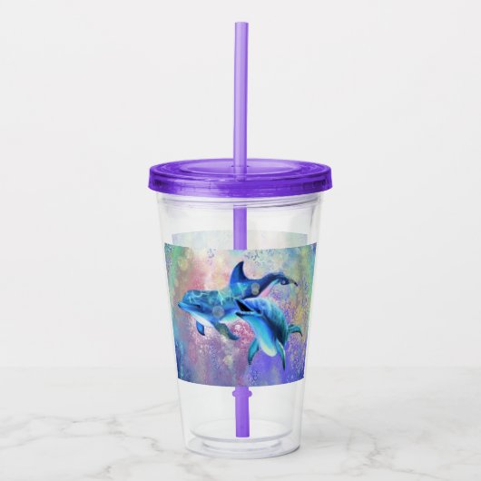 Dolfijn Acryl Tumbler Drinkbeker (Voorkant)
