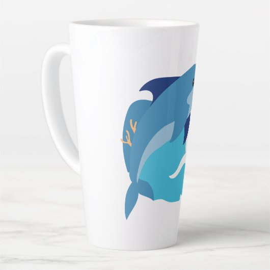 dolfijn afbeelding latte mok (Linkerhoek)