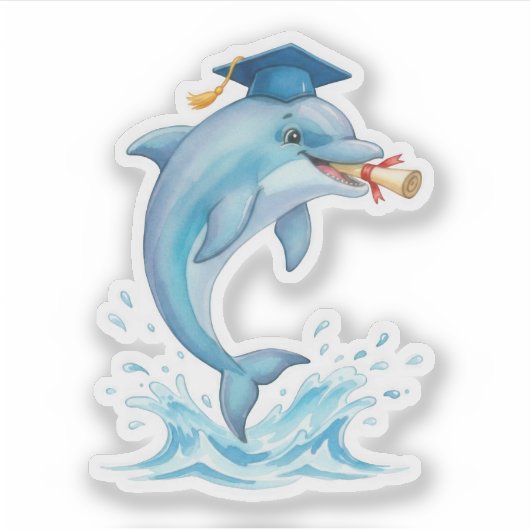 Dolfijn Afstuderen Sticker (Voorkant)