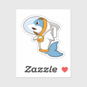 Dolfijn als astronaut met kostuum sticker
