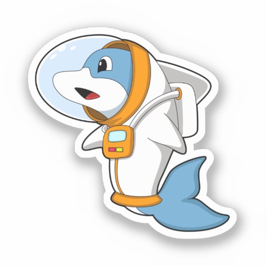 Dolfijn als astronaut met kostuum sticker (Voorkant)