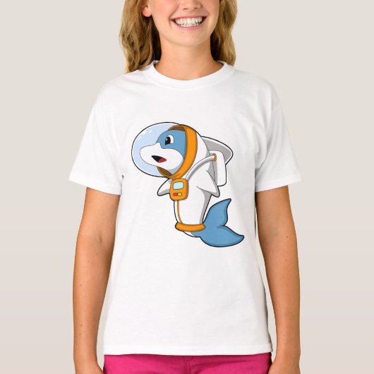 Dolfijn als astronaut met kostuum t-shirt (Voorkant)