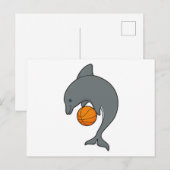 Dolfijn als basketballer met basketbal briefkaart (Voorkant / Achterkant)