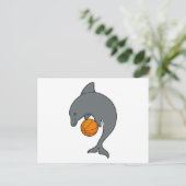 Dolfijn als basketballspeler met basketbal briefkaart (Staand voorkant)