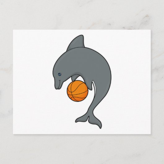 Dolfijn als basketballspeler met basketbal briefkaart (Voorkant)